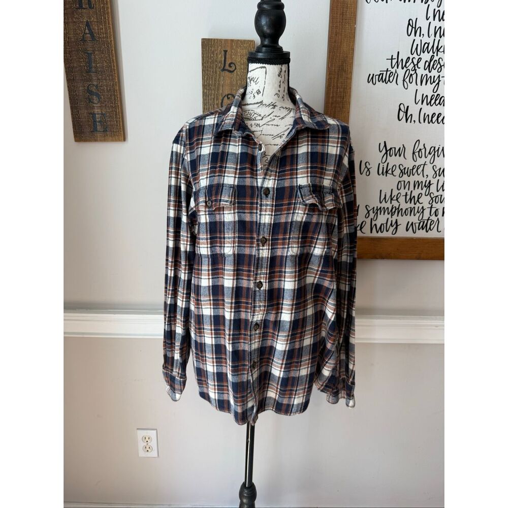 Sonoma Men's Plaid Flannel Long Sleeve Button Down Shirt Multicolor Size Large
